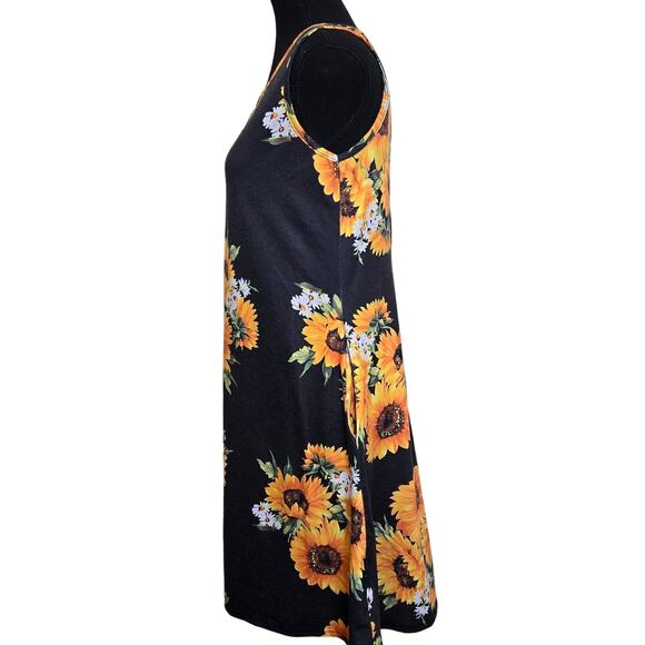 Spadehill Women's Sunflower Black Sundress Casual A-line Pockets Pull On Size S - Picture 4 of 10